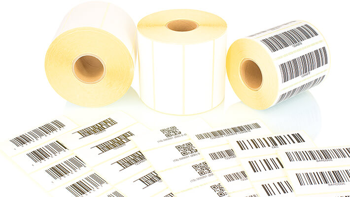Rolls of stick-on labels for marking products and packaging