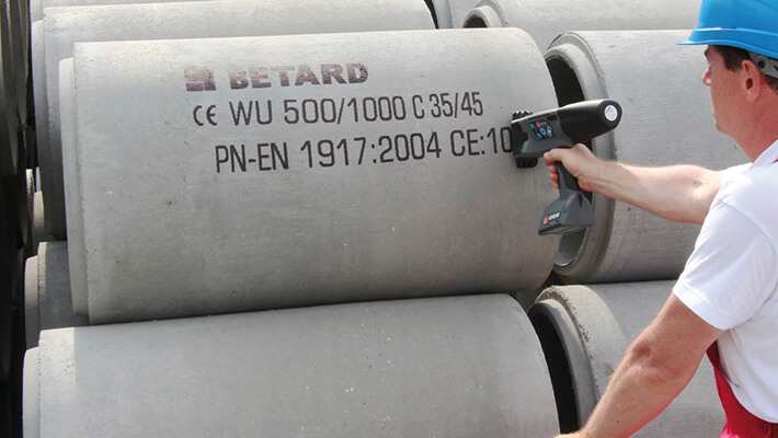 Data printing on cement cylinder with a portable inkjet system